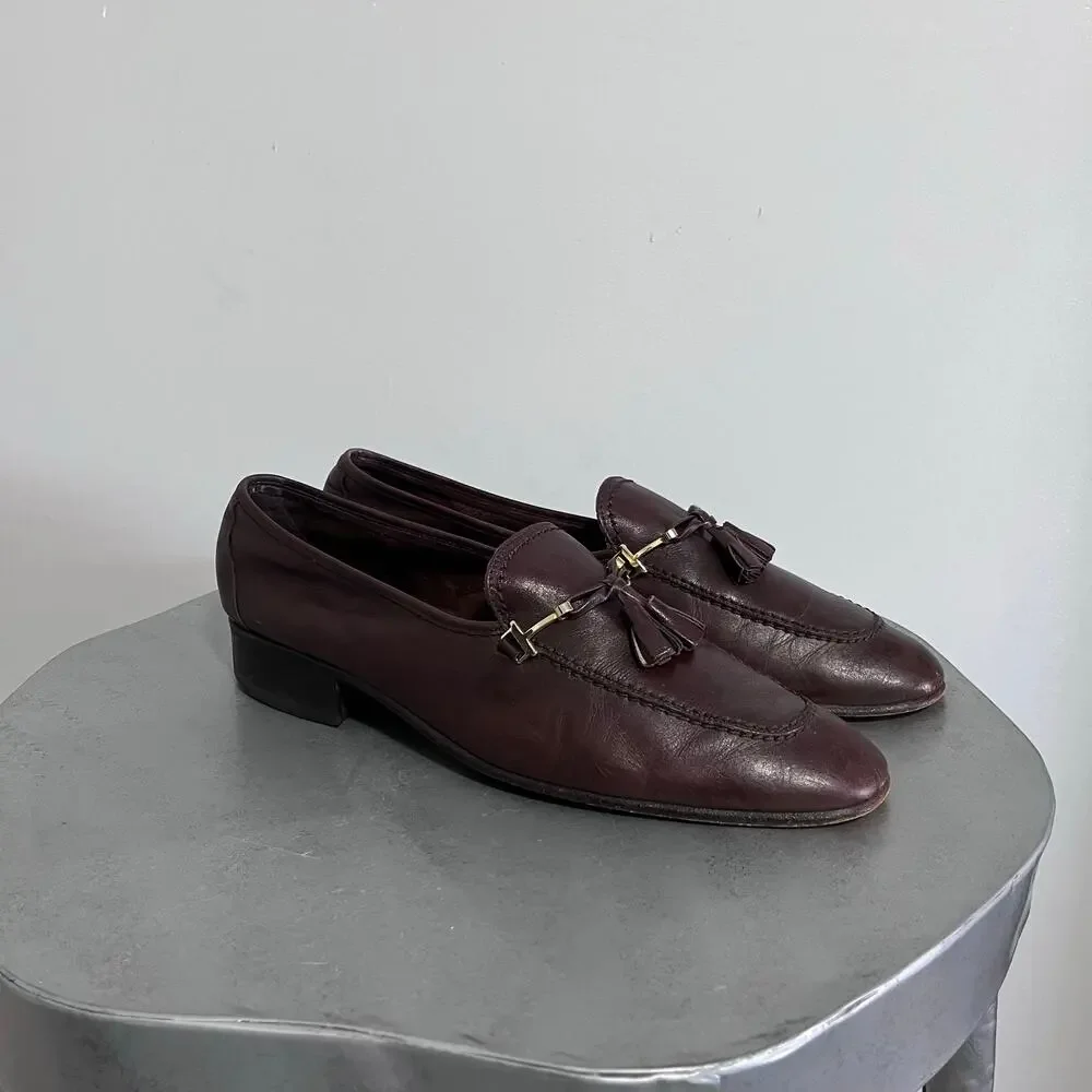 Vintage Bally Switzerland Nante Brown Leather Tassel Horsebit Loafers Men’s 9